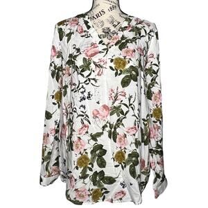 Brina & Em SMALL Lemmy V-Neck Top - Stitch Fix Roll Tab Sleeve High Low Hem